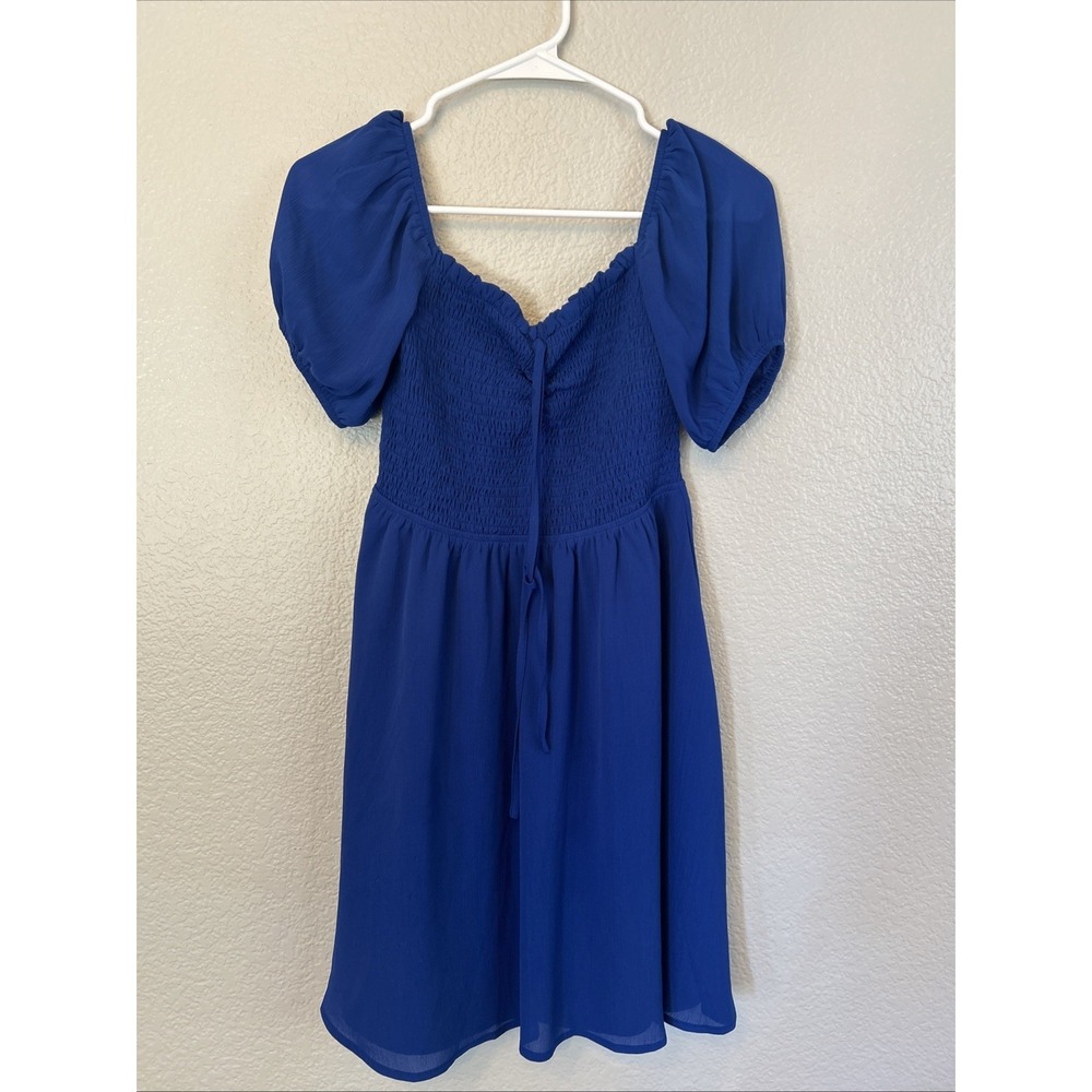 Women's Byinns Sundress Sz Small Smocked  Blue Fairy Babydoll Offshoulder